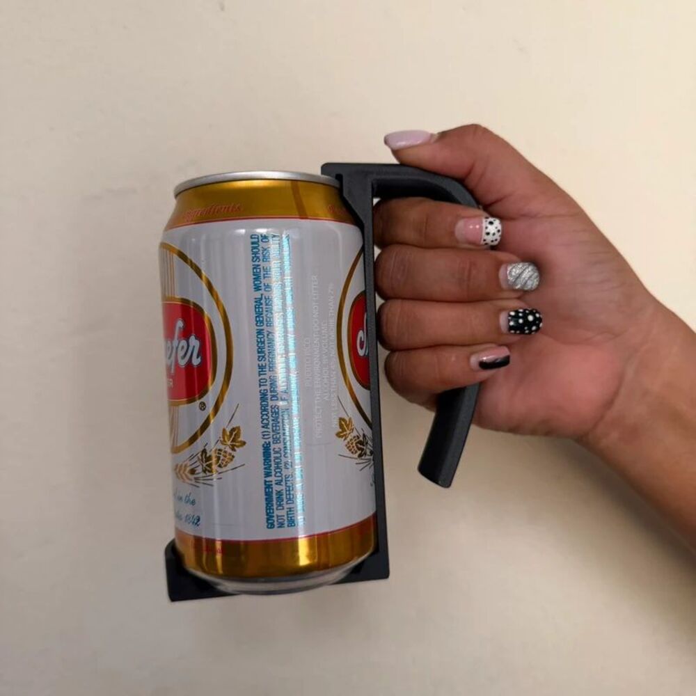 3D Printed Beer Can Handle Holder Ergonomic Mug Grip Fits Standard 12 oz Cans